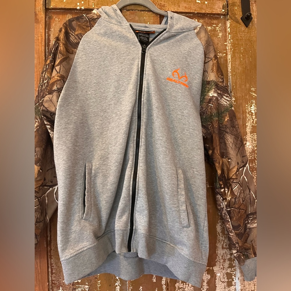 Realtree Gray and Camo Men’s Zip up Hoodie